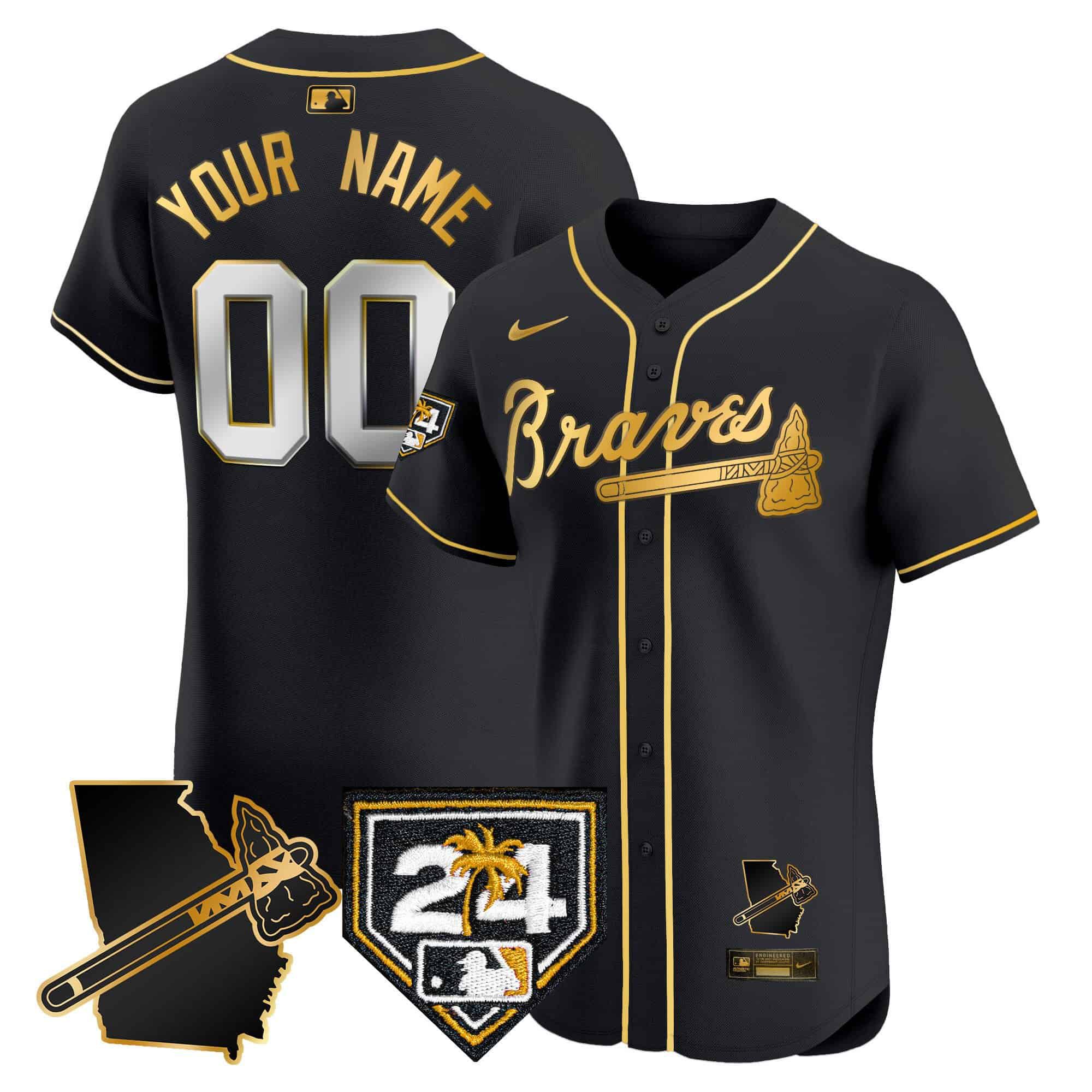 Men Atlanta Braves Black Nike 2024 Spring Training & Georgia Patch Vapor Premier Elite Custom MLB Jersey->customized mlb jersey->Custom Jersey